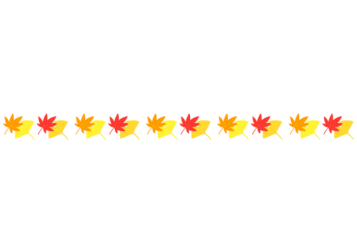 秋の飾り罫線（紅葉のカエデ・イチョウ）