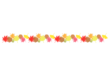 秋の飾り罫線（紅葉のカエデ・イチョウなど）