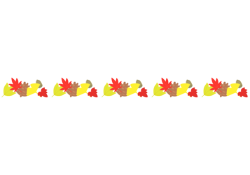 秋の飾り罫線（紅葉のカエデ・イチョウなど）