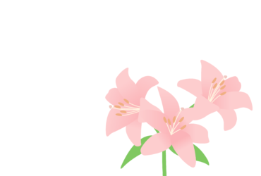 7月はがきのテンプレート（横書き用のユリの花）