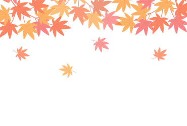 11月はがきのテンプレート（横書き用の紅葉のカエデ）