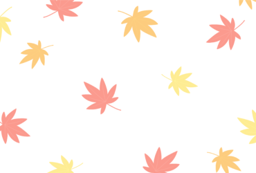 11月はがきのテンプレート（横書き用の紅葉のカエデ）