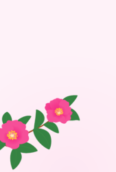 11月はがきのテンプレート（縦書き用のサザンカ）