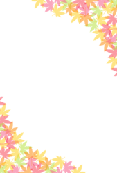 11月はがきのテンプレート（縦書き用の紅葉のカエデ）