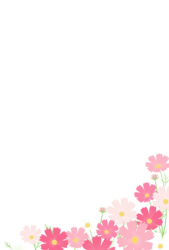 10月はがきのテンプレート（縦書き用のコスモス）