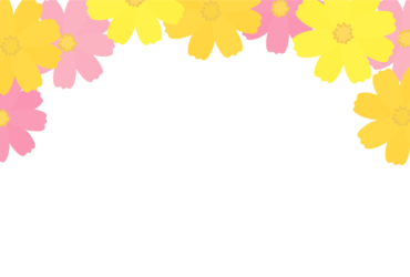 10月はがきのテンプレート（横書き用のコスモス）