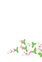 9月はがきのテンプレート（縦書き用のハギの花）
