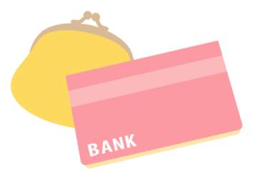 銀行通帳とがま口財布
