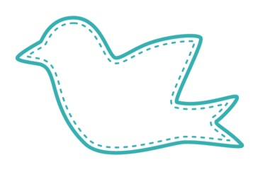 トリ形フレーム（青い鳥のステッチ線枠）