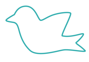 トリ形フレーム（青い鳥のシンプル線枠）